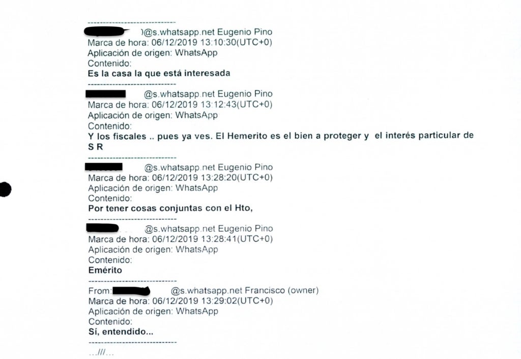 Part final de la cadena de whatsapp amb l'"entesos "final de Martínez amb Pino sobre les explicacions on exposa l'esquelet de l'operació Catalunya/QS