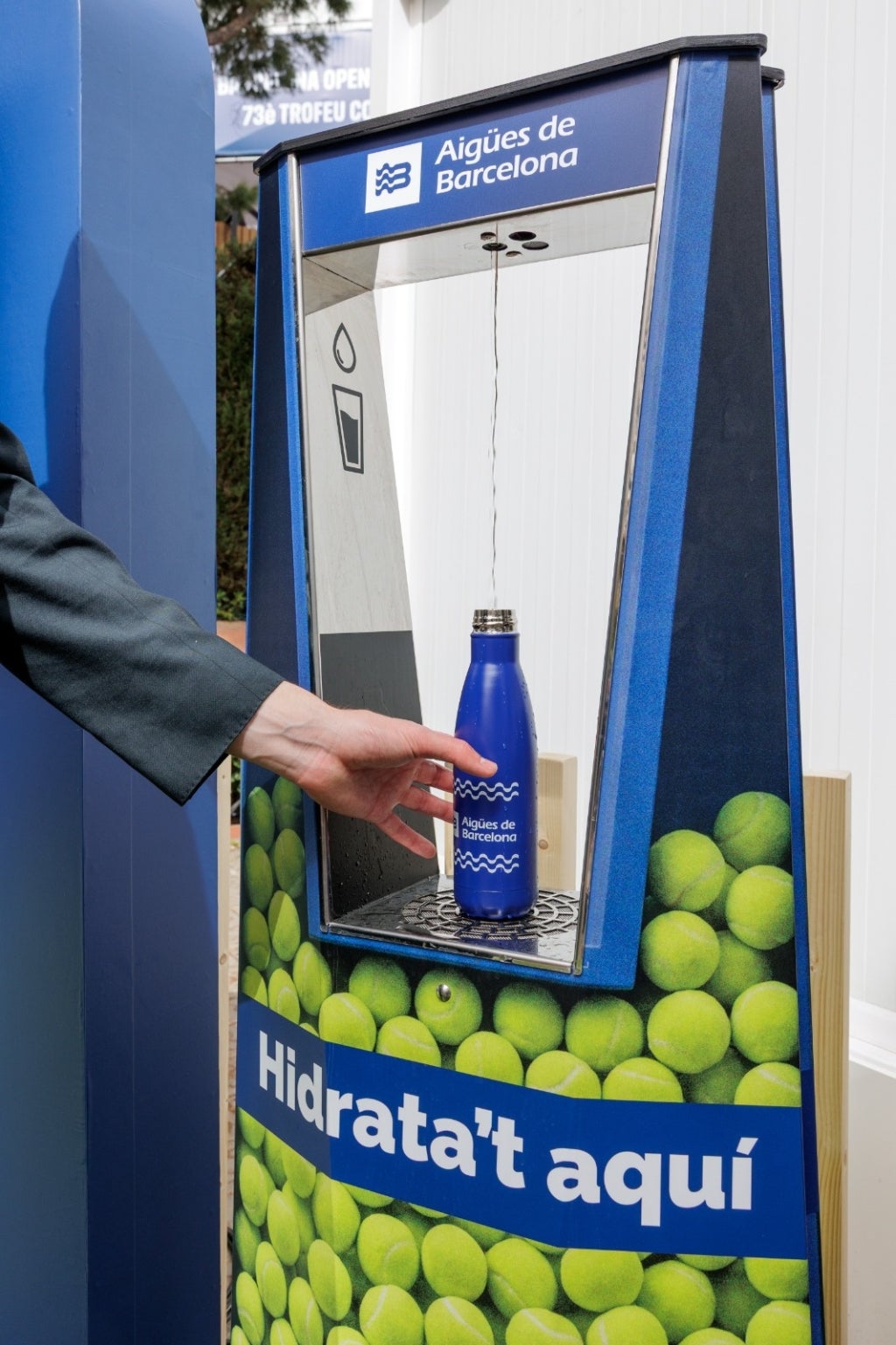 Una de les fonts instal&middot;lades per Aig&uuml;es de Barcelona, del Grup Veolia, al 73&egrave; Trofeu Conde de God&oacute; / Cedida